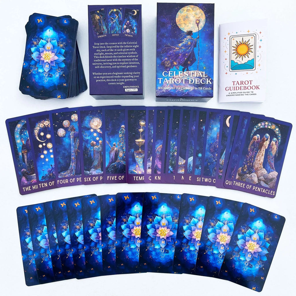 Celestial Tarot Deck — 78 Tarot Cards with Guidebook for Intuitive Readings & Spiritual Exploration