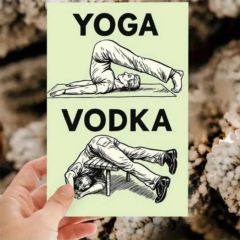 Yoga vs Vodka Greeting Card — Funny Birthday Card for Fitness Lovers, Yoga Fans & Party Friends