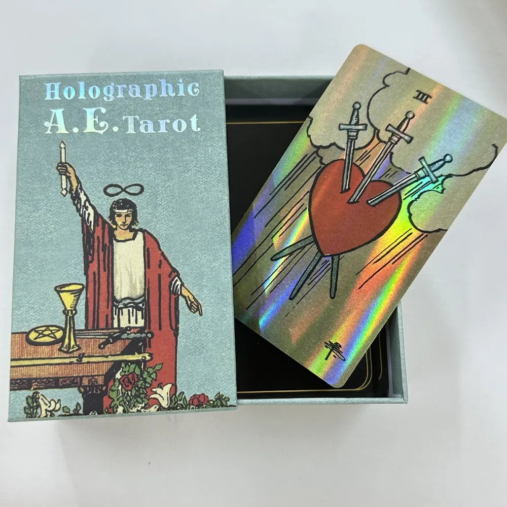 Holographic Tarot Deck | 78 Illustrated Cards with Guidebook & Gift Box