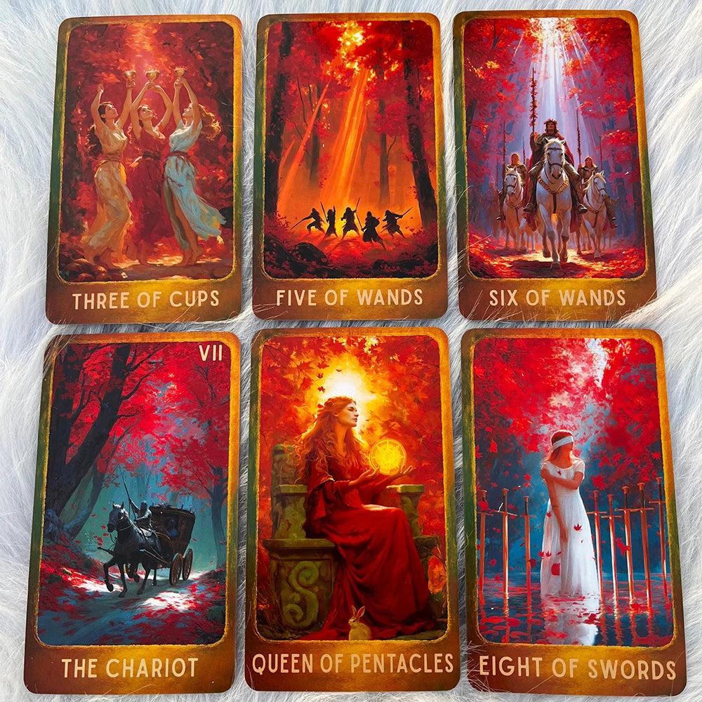 Red Maple Tarot Deck — 78 Card Illustrated Tarot Cards with Guidebook for Intuitive Readings, Reflection & Spiritual Exploration