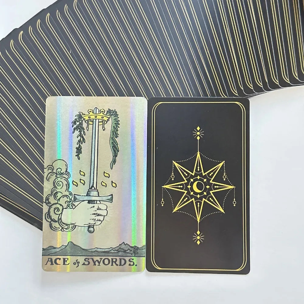 Holographic Tarot Deck | 78 Illustrated Cards with Guidebook & Gift Box
