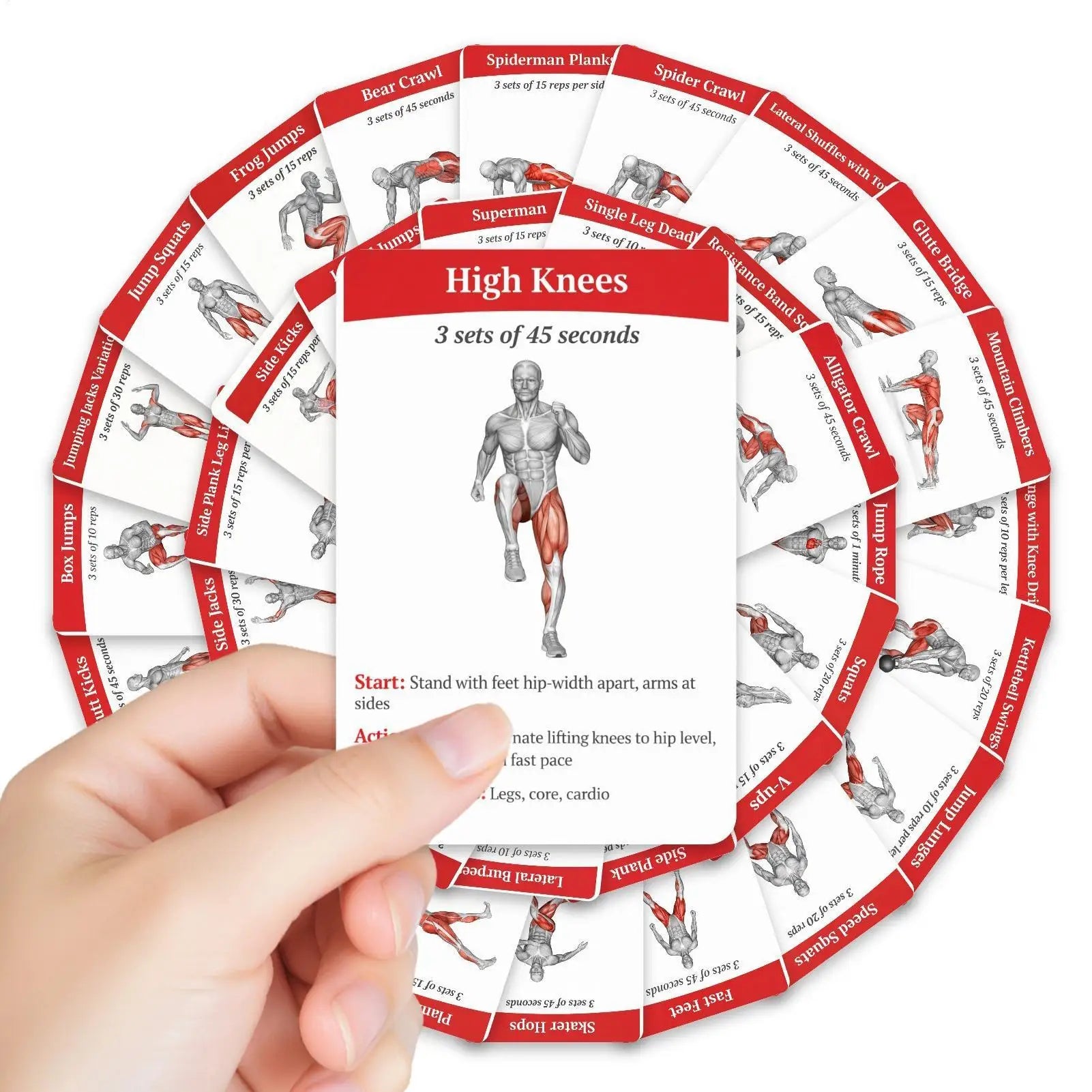Fitness Exercise Cards — 36-Card Guide for Core Strength, Aerobic Training & Home Workouts