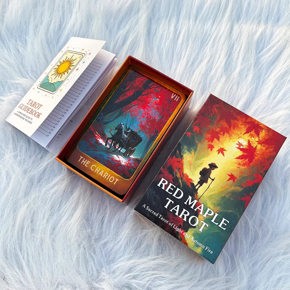 Red Maple Tarot Deck — 78 Card Illustrated Tarot Cards with Guidebook for Intuitive Readings, Reflection & Spiritual Exploration
