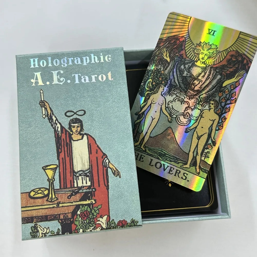 Holographic Tarot Deck | 78 Illustrated Cards with Guidebook & Gift Box