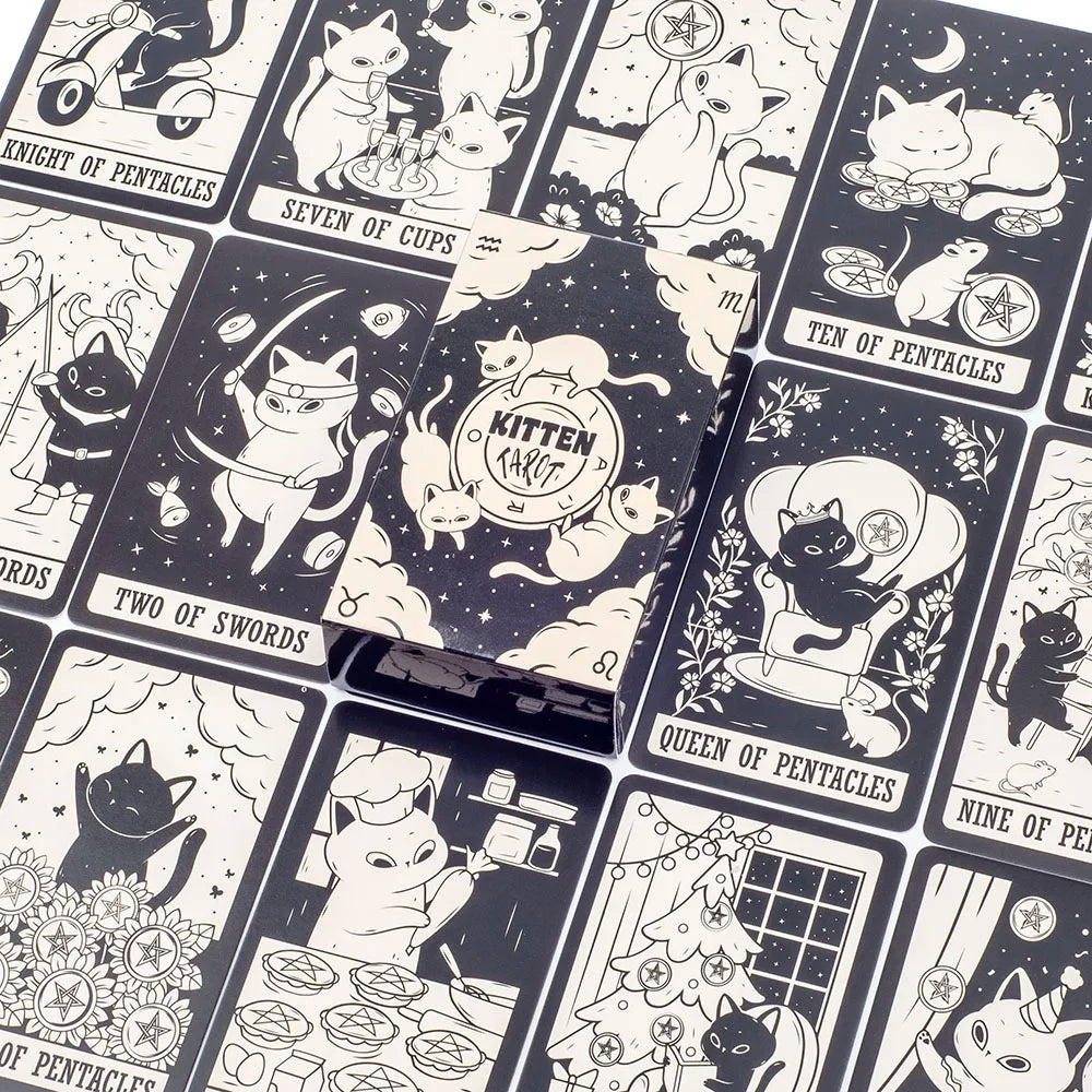 Kitten Tarot Deck – 78 Cute Black & White Cards for Beginners