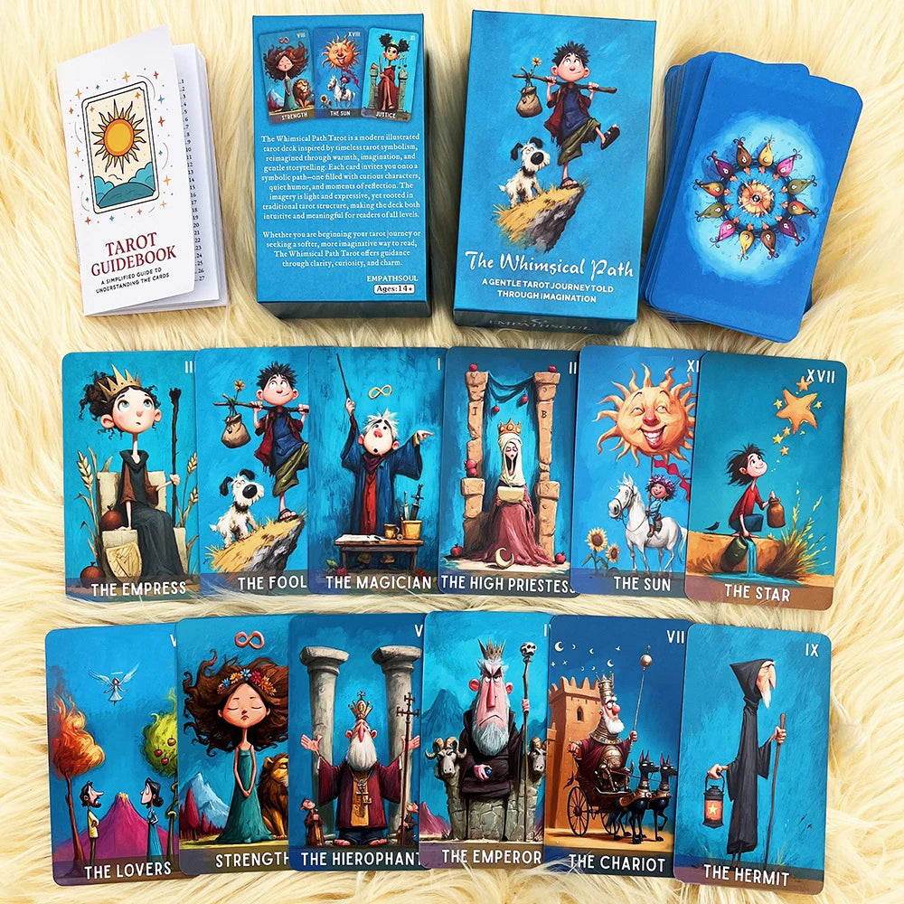 The Whimsical Path Tarot Deck — 78 Card Illustrated Tarot Deck with Guidebook for Beginners & Collectors