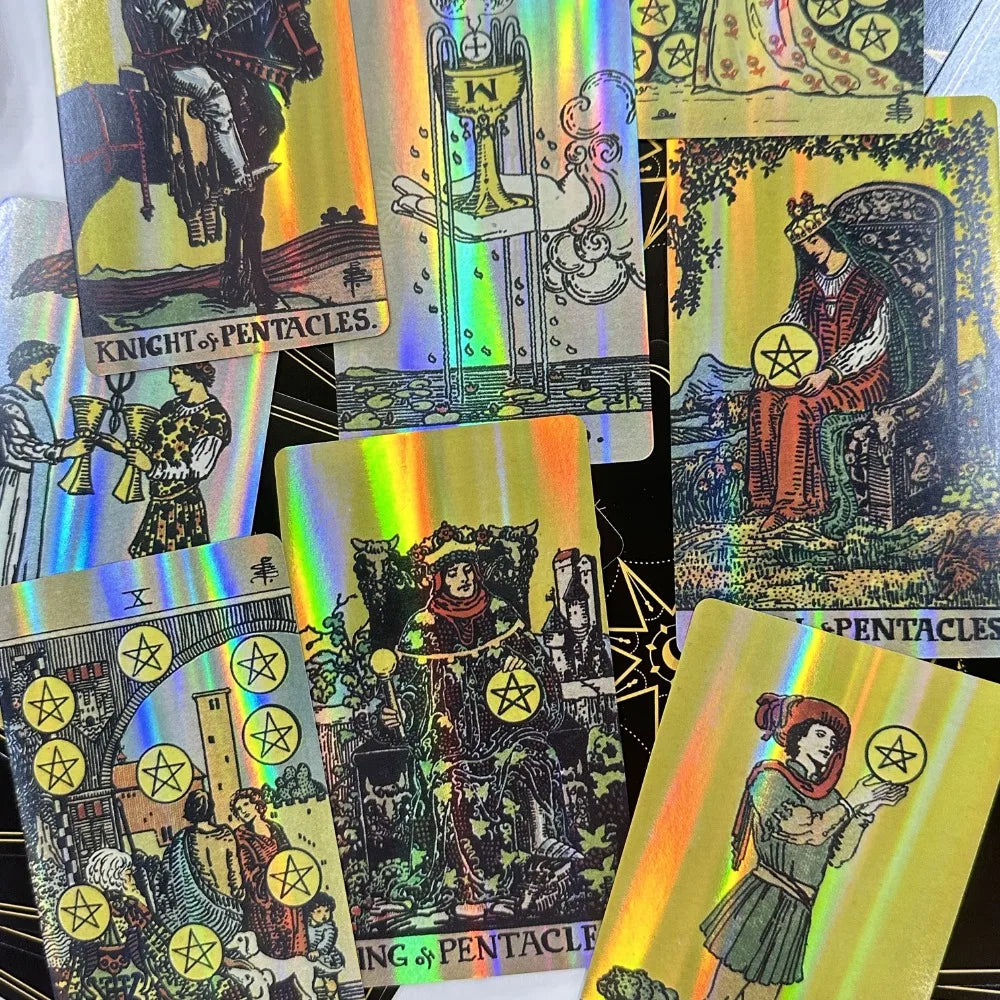 Holographic Tarot Deck | 78 Illustrated Cards with Guidebook & Gift Box