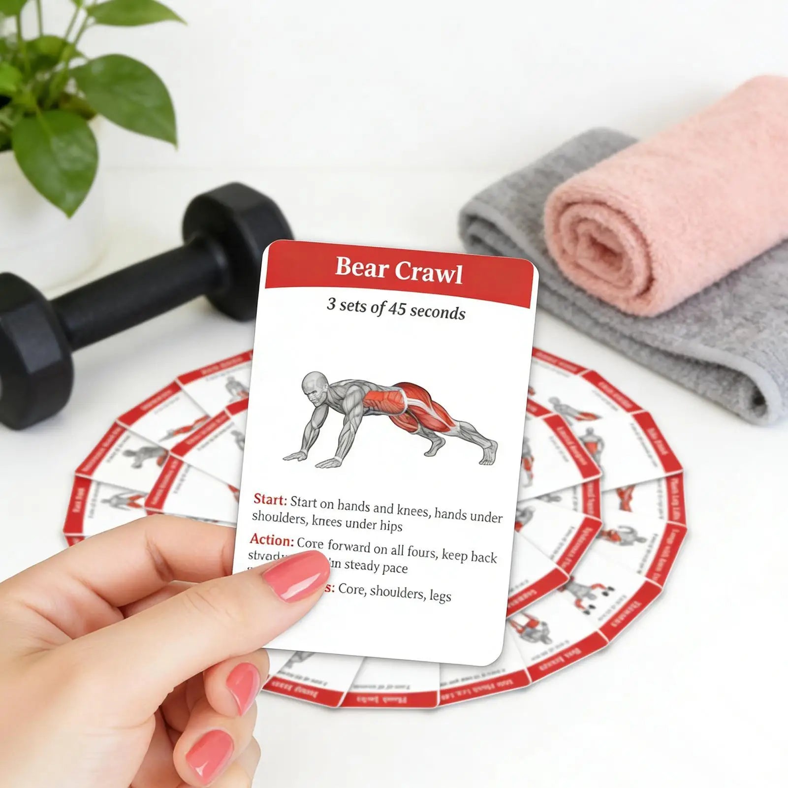 Fitness Exercise Cards — 36-Card Guide for Core Strength, Aerobic Training & Home Workouts