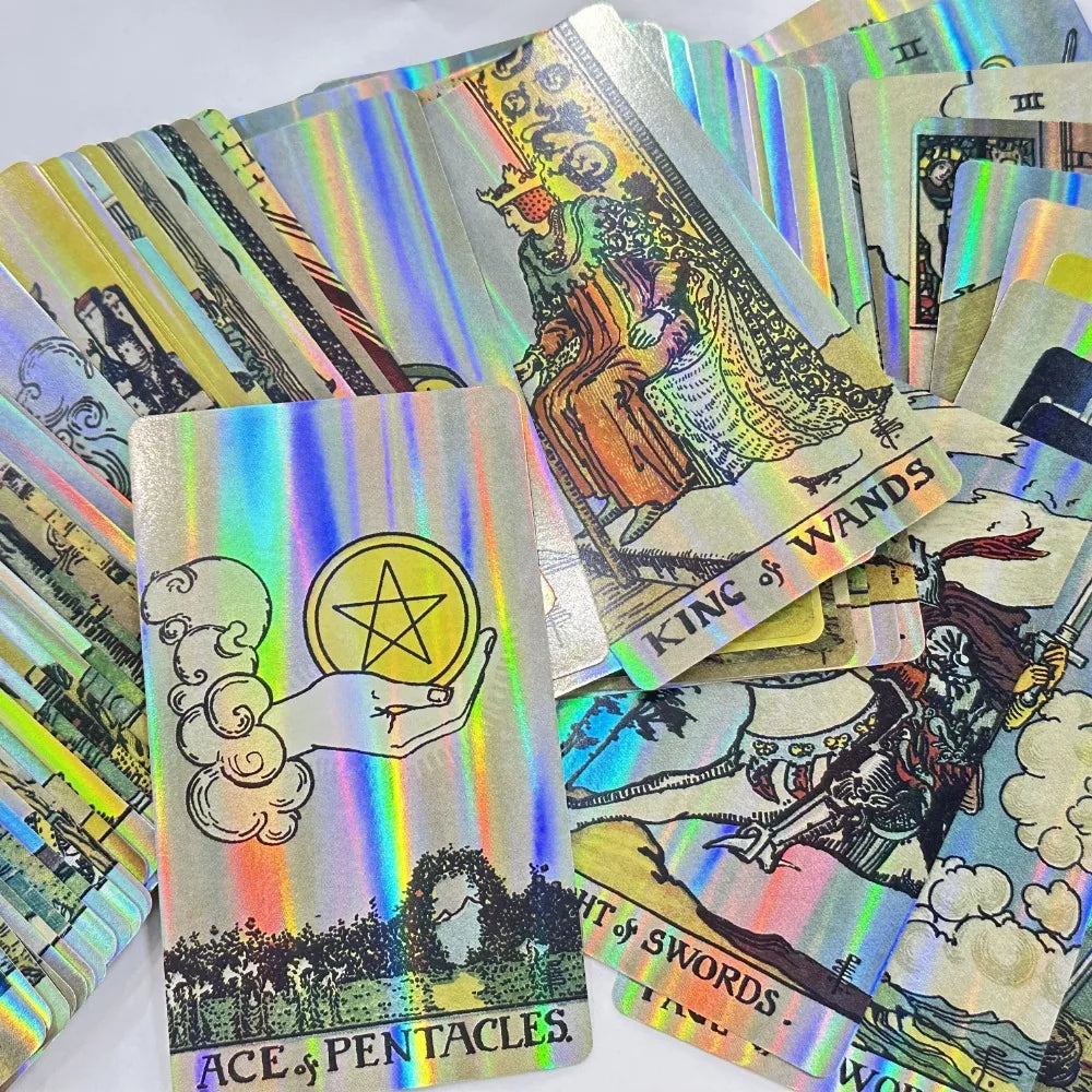 Holographic Tarot Deck | 78 Illustrated Cards with Guidebook & Gift Box