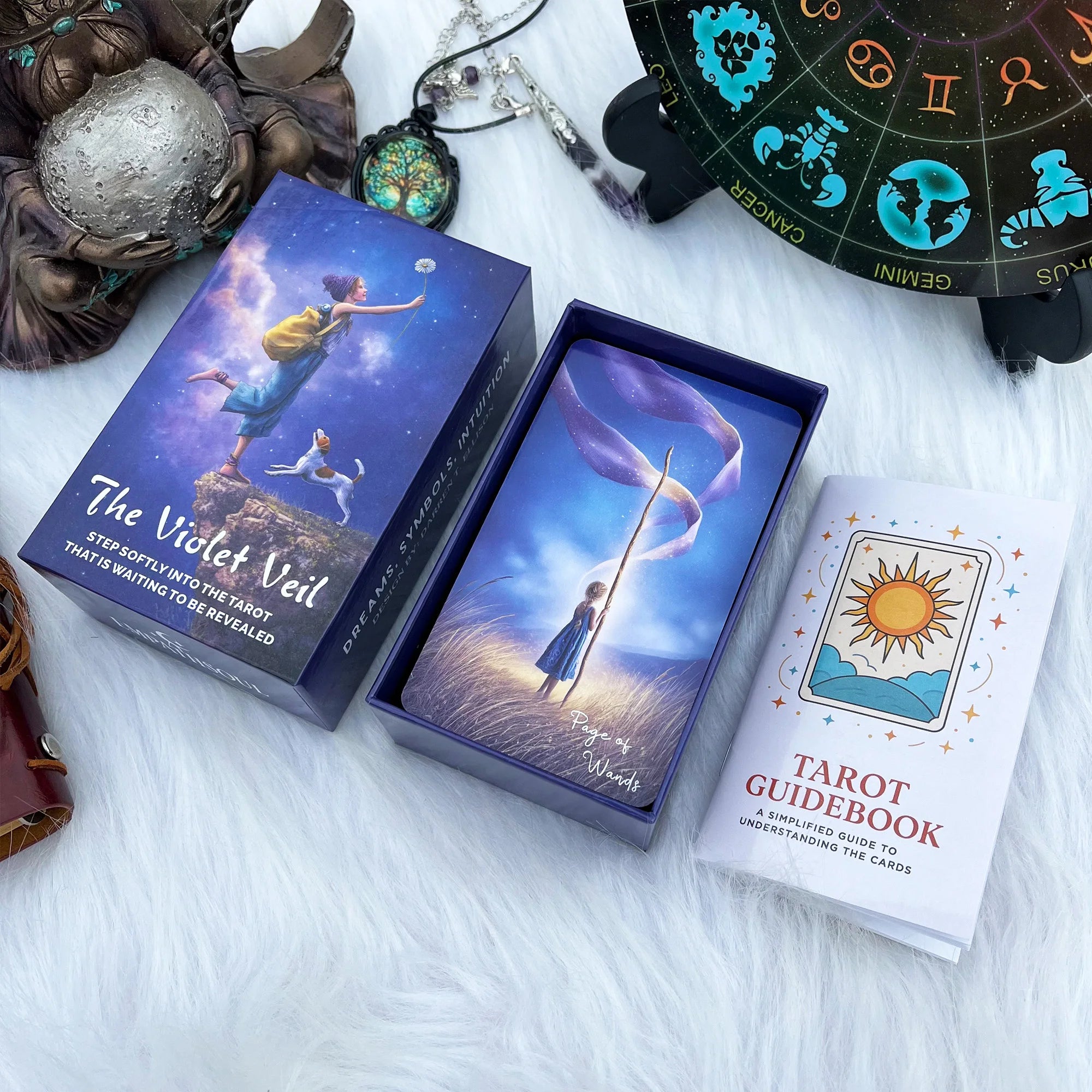Violet Veil Tarot Deck — 78 Card Ethereal Cosmic Tarot Cards with Guidebook for Intuitive Reading & Spiritual Reflection