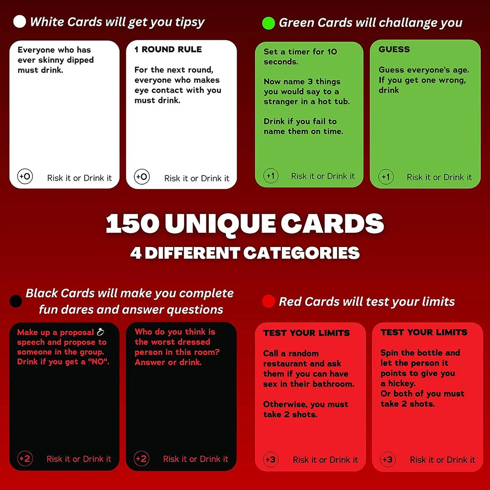 Risk It Or Drink It – Fun Adult Party Drinking Card Game