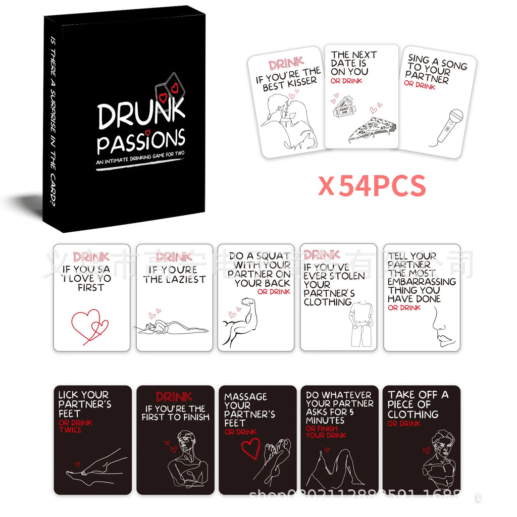 Drunk Passions Lovers Couples Drinking Game – Romantic Party Card