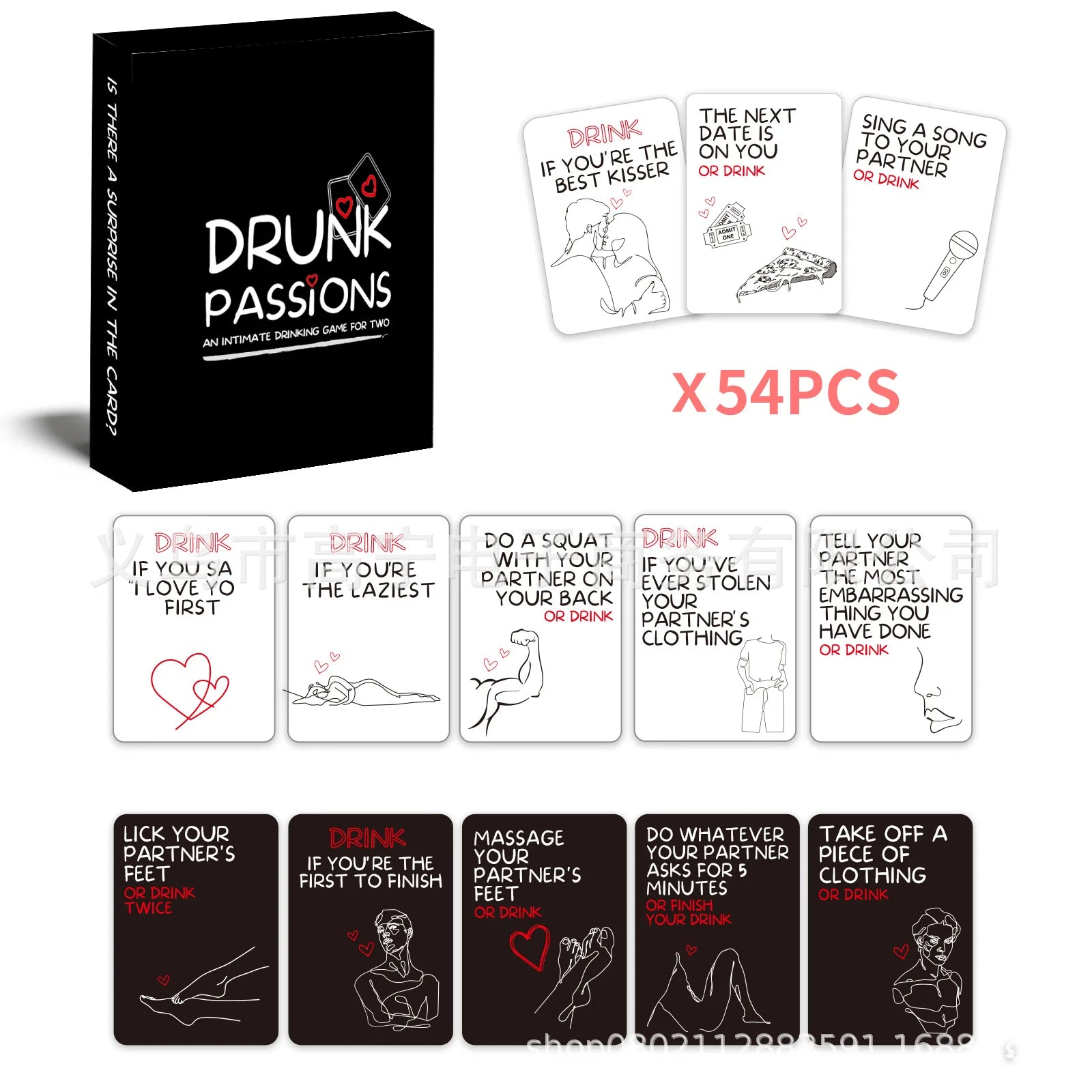 Drunk Passions Lovers Couples Drinking Game – Romantic Party Card