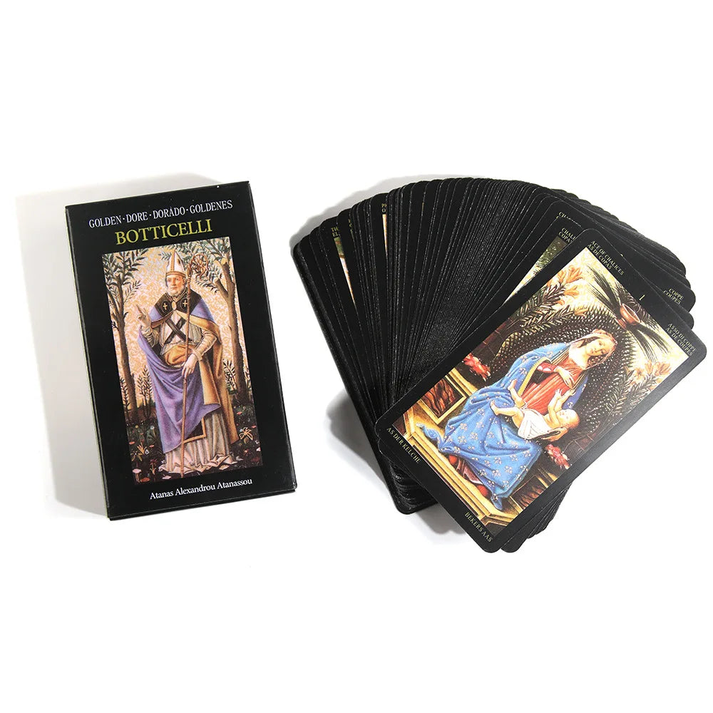 Golden Botticelli Tarot Deck | 78 Artistic Cards with Guidebook