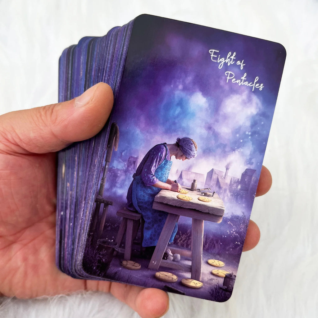 Violet Veil Tarot Deck — 78 Card Ethereal Cosmic Tarot Cards with Guidebook for Intuitive Reading & Spiritual Reflection